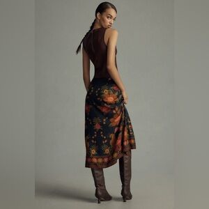 FARM Rio Dark Floral Midi Skirt